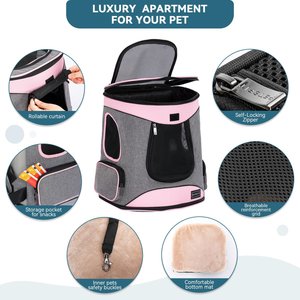 Petsfit Easy-Fit Airline Approved Backpack Dog & Cat Carrier, 13.5 x 12.5 x 17.5-in, Pink