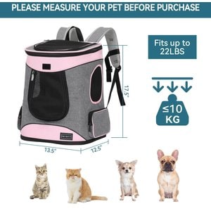 Petsfit Easy-Fit Airline Approved Backpack Dog & Cat Carrier, 13.5 x 12.5 x 17.5-in, Pink