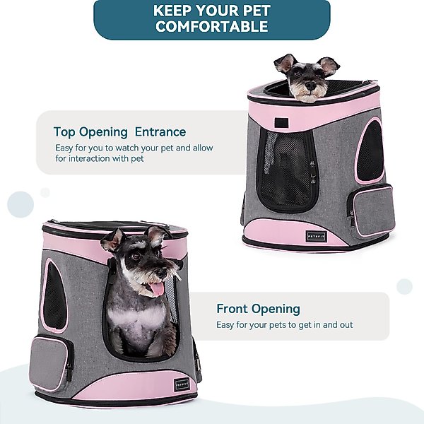Show full view: Petsfit Easy-Fit Airline Approved Backpack Dog & Cat Carrier, 13.5 x 12.5 x 17.5-in, Pink slide 3 of 9