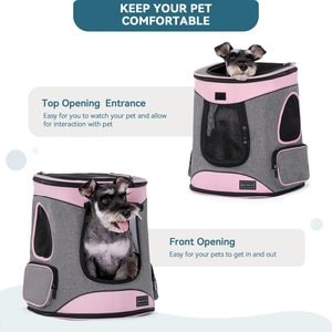 Petsfit Easy-Fit Airline Approved Backpack Dog & Cat Carrier, 13.5 x 12.5 x 17.5-in, Pink
