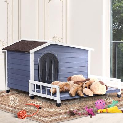 Show full view: Petsfit Elevated Floor Wooden Outdoor Dog House, Blue, Medium: 40-in slide 8 of 9