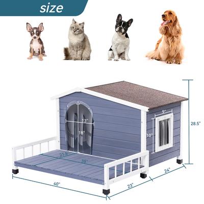 Show full view: Petsfit Elevated Floor Wooden Outdoor Dog House, Blue, Medium: 40-in slide 2 of 9