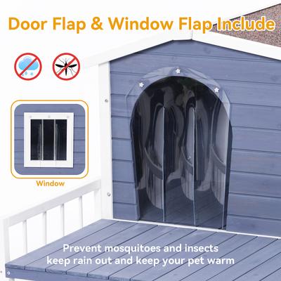 Show full view: Petsfit Elevated Floor Wooden Outdoor Dog House, Blue, Medium: 40-in slide 9 of 9