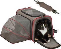 Petsfit Expandable Soft-Sided Dog & Cat Carrier, Gray Brown, 17 x 11 x 11-in
