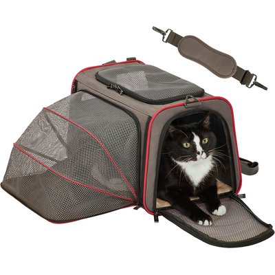 Petsfit Petsfit Expandable Soft-Sided Dog & Cat Carrier, Gray Brown, 17 x 11 x 11-in