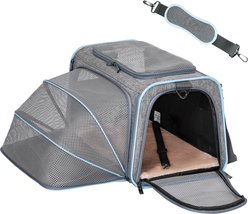 Petsfit Expandable Soft-Sided Dog & Cat Carrier, Light Gray, 17 x 11 x 11-in