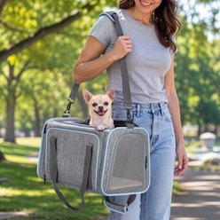 Petsfit Expandable Soft-Sided Dog & Cat Carrier, Light Gray, 17 x 11 x 11-in slide 2 of 9