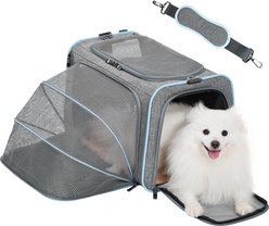 Petsfit Expandable Soft-Sided Dog & Cat Carrier, Light Gray, 19 x 12 x 12-in