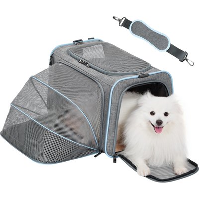 Petsfit Petsfit Expandable Soft-Sided Dog & Cat Carrier, Light Gray, 19 x 12 x 12-in
