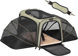 Petsfit Expandable Soft Carry Handle Dog & Cat Carrier Bag with Two Extension, Green, 17 x 11 x 11-in
