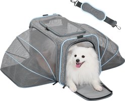 Petsfit Expandable Soft Carry Handle Dog & Cat Carrier Bag with Two Extension, Light Grey, 19 x 12 x 12-in