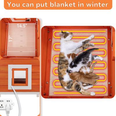 Show full view: Petsfit Expanded Feeding Station Wooden Outdoor Cat House, Orange slide 7 of 9