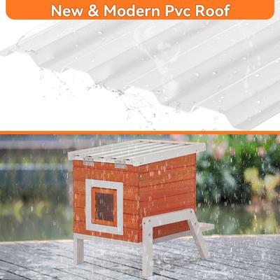Show full view: Petsfit Expanded Feeding Station Wooden Outdoor Cat House, Orange slide 4 of 9