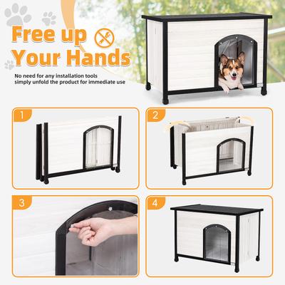 Show full view: Petsfit Foldable Wooden Outdoor Dog House, White, Medium: 40.2-in slide 3 of 8