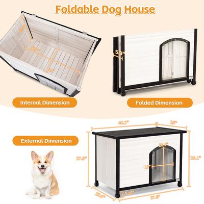 Show full view: Petsfit Foldable Wooden Outdoor Dog House, White, Medium: 40.2-in slide 5 of 8