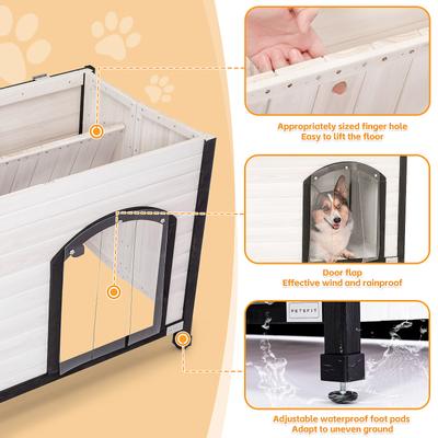 Show full view: Petsfit Foldable Wooden Outdoor Dog House, White, Medium: 40.2-in slide 4 of 8