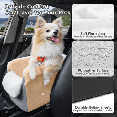 Show full view: Petsfit Luxury Center Console Small Dog Car Booster Seat Carrier, Grey slide 7 of 11