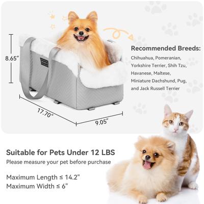 Show full view: Petsfit Luxury Center Console Small Dog Car Booster Seat Carrier, Grey slide 2 of 11