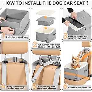Petsfit Medium Dog Car Booster Seat, Grey