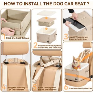 Petsfit Medium Dog Car Booster Seat, Khaki