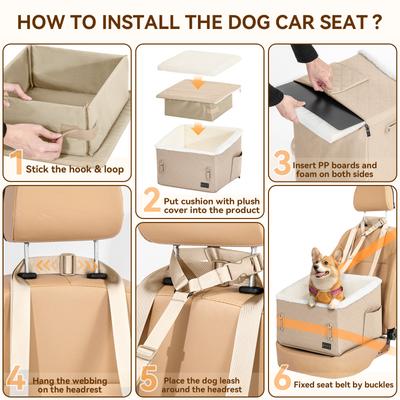 Show full view: Petsfit Medium Dog Car Booster Seat, Khaki slide 9 of 12
