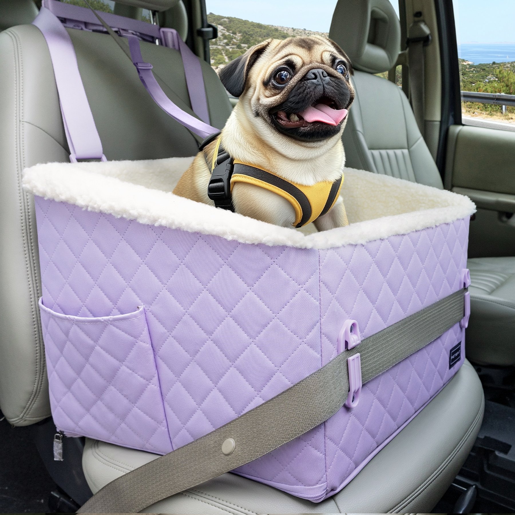 Petsfit Medium Dog Car Booster Seat, Purple