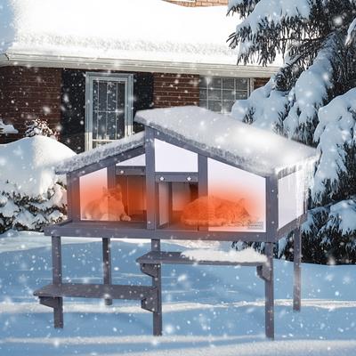 Show full view: Petsfit Multi Cat Wooden Outdoor Cat House, Grey slide 7 of 7