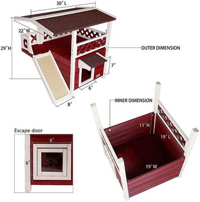 Show full view: Petsfit Outdoor Cat House with Scratching Pad, Red slide 3 of 6