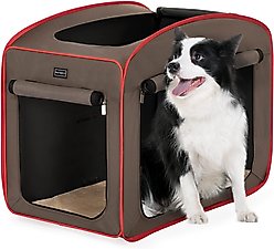 Petsfit Pop-Up 3-Door Collapsible Soft-Sided Dog Crate, Brown, Medium