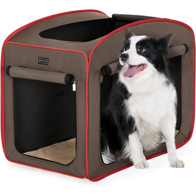 Petsfit Petsfit Pop-Up 3-Door Collapsible Soft-Sided Dog Crate, Brown, Large