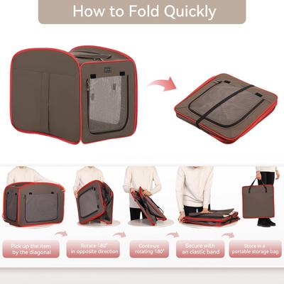 Show full view: Petsfit Pop-Up 3-Door Collapsible Soft-Sided Dog Crate, Brown, Medium slide 5 of 7