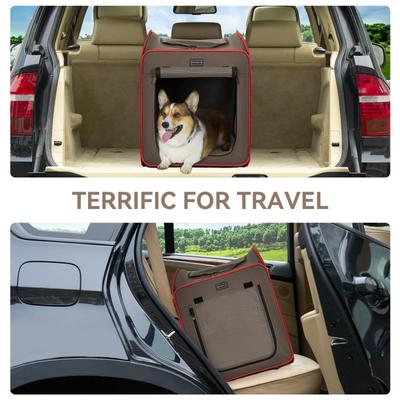 Show full view: Petsfit Pop-Up 3-Door Collapsible Soft-Sided Dog Crate, Brown, Medium slide 7 of 7