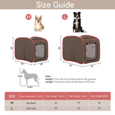 Show full view: Petsfit Pop-Up 3-Door Collapsible Soft-Sided Dog Crate, Brown, Medium slide 3 of 7