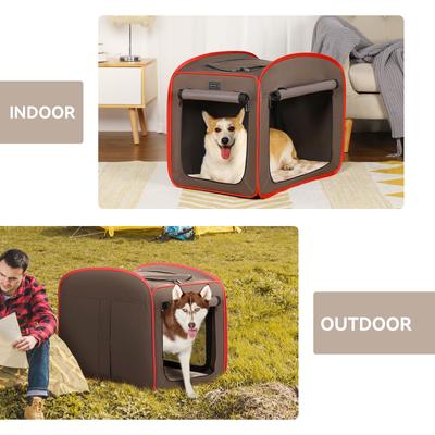 Show full view: Petsfit Pop-Up 3-Door Collapsible Soft-Sided Dog Crate, Brown, Medium slide 6 of 7