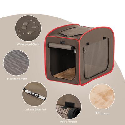 Show full view: Petsfit Pop-Up 3-Door Collapsible Soft-Sided Dog Crate, Brown, Medium slide 4 of 7