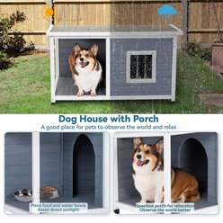 Petsfit Porch & Window Wooden Outdoor Dog House, Light Gray, Large: 45.5-in slide 2 of 9