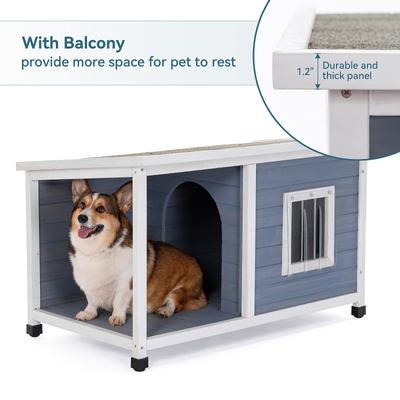 Show full view: Petsfit Porch & Window Wooden Outdoor Dog House, Light Gray, Large: 45.5-in slide 8 of 10