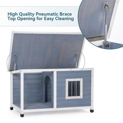 Show full view: Petsfit Porch & Window Wooden Outdoor Dog House, Light Gray, Large: 45.5-in slide 9 of 10