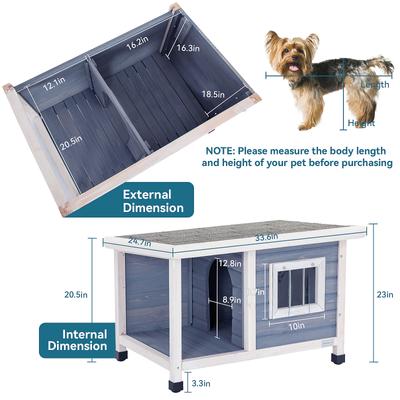 Show full view: Petsfit Porch & Window Wooden Outdoor Dog House, Light Gray, Small: 33.6-in slide 2 of 9