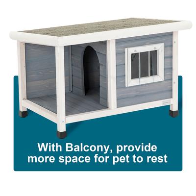 Show full view: Petsfit Porch & Window Wooden Outdoor Dog House, Light Gray, Small: 33.6-in slide 4 of 9