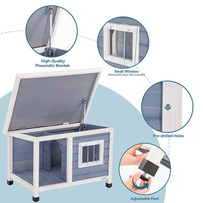 Show full view: Petsfit Porch & Window Wooden Outdoor Dog House, Light Gray, Small: 33.6-in slide 8 of 9