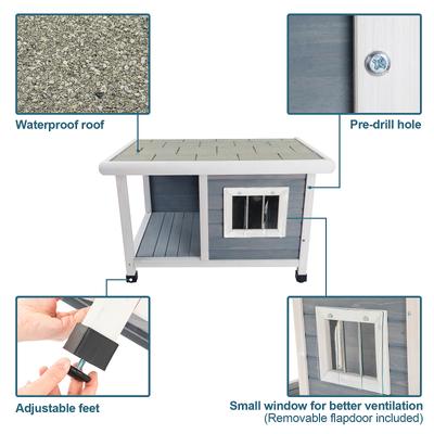 Show full view: Petsfit Porch & Window Wooden Outdoor Dog House, Light Gray, Small: 33.6-in slide 3 of 9