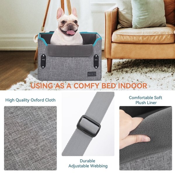 Petsfit Portable Small Dog Car Booster Seat, Gray, Medium