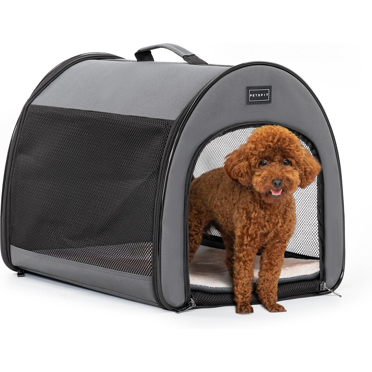 Petsfit Portable Soft-Sided Dog & Cat Crate, Grey, 19 inch