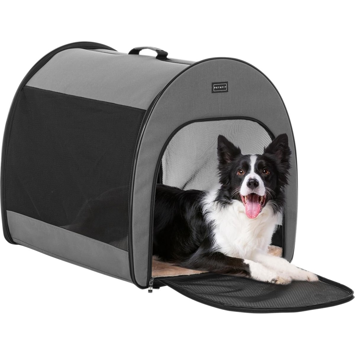 Petsfit Portable Soft-Sided Dog & Cat Crate, Grey, 30.3 inch