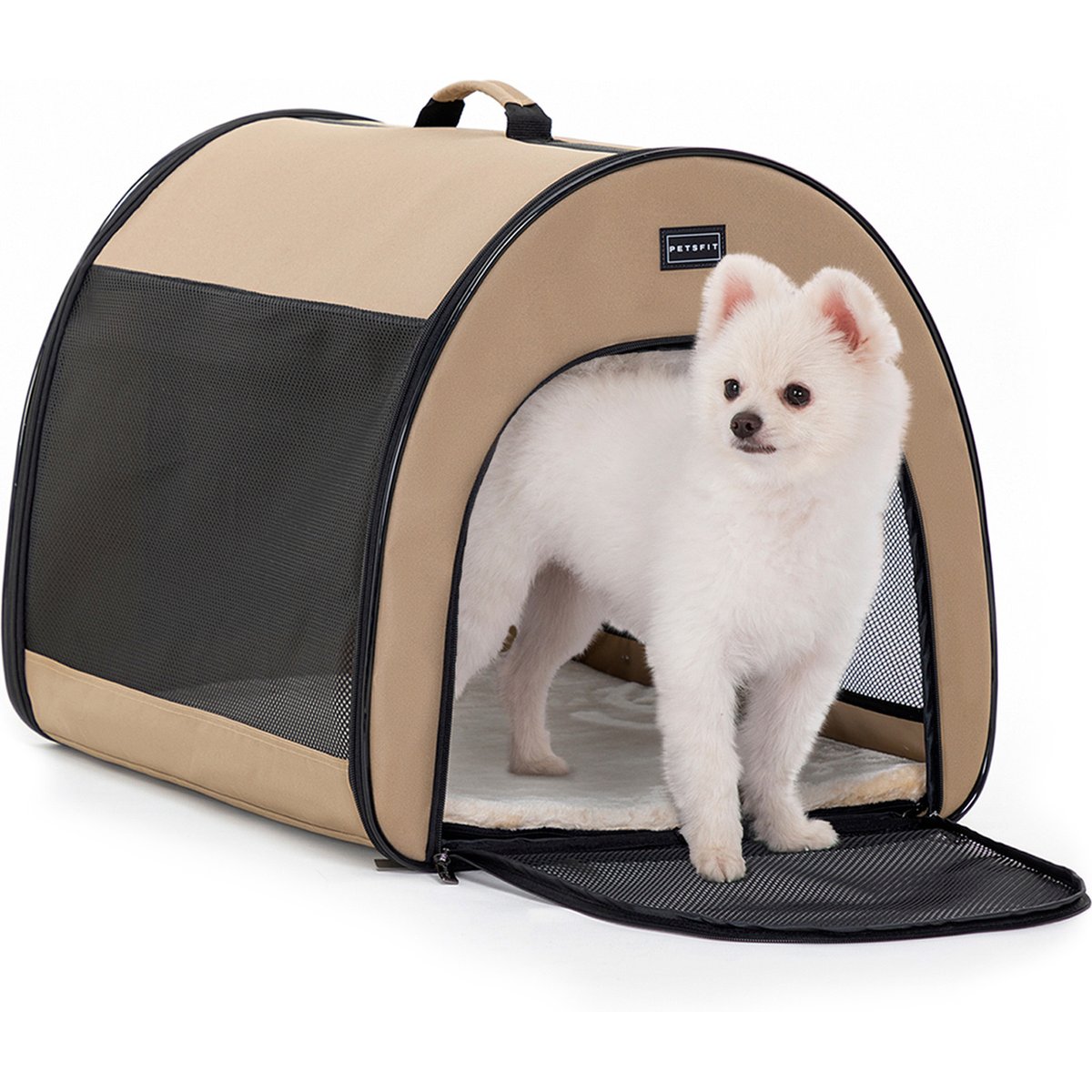 Petsfit Portable Soft-Sided Dog & Cat Crate, Khaki, 19 inch