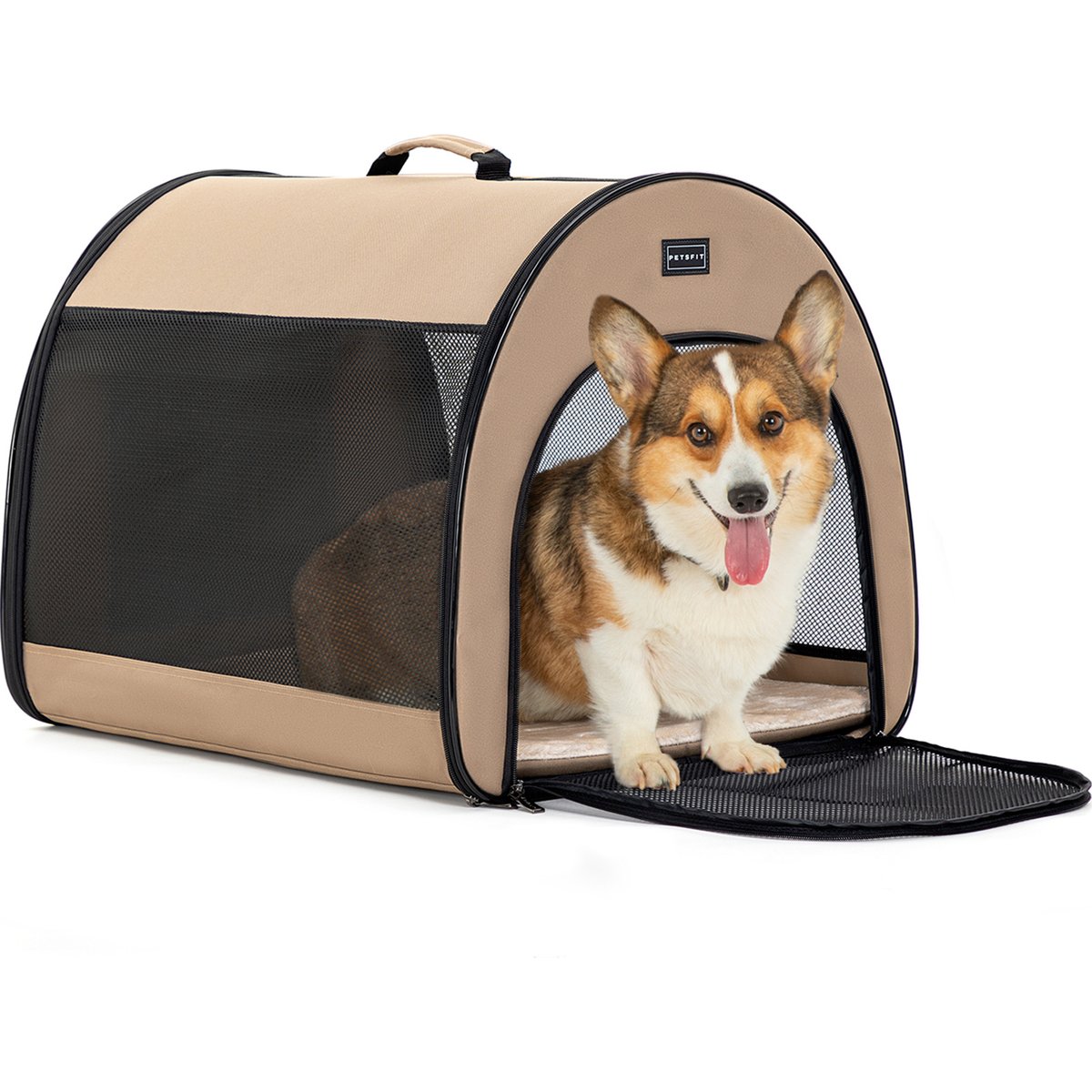 Petsfit Portable Soft-Sided Dog & Cat Crate, Khaki, 26 inch