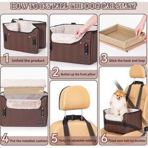 Petsfit Small Dog Car Booster Seat, Medium, Brown