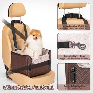 Petsfit Small Dog Car Booster Seat, Medium, Brown