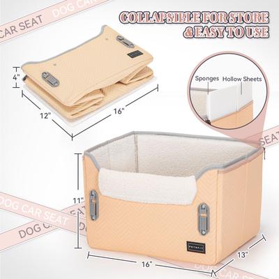 Show full view: Petsfit Small Dog Car Booster Seat with Clip-On Leash & Adjustable Straps, Medium, Khaki slide 6 of 10